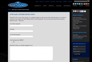 Screenshot of the After Sales Service Survey