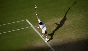 Djokovic serves on Centre Court