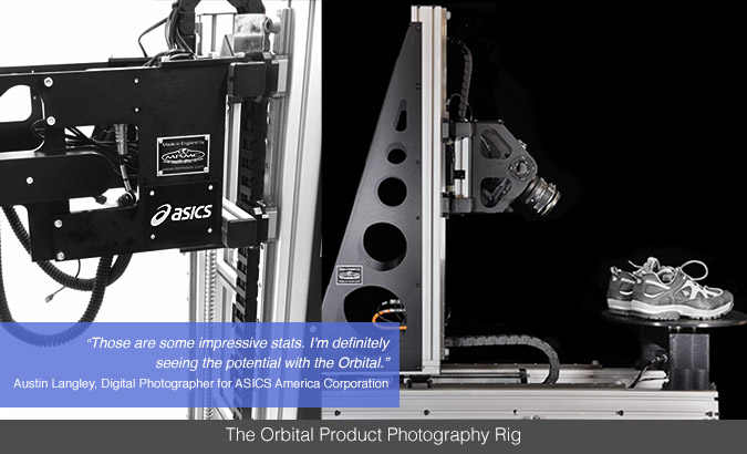 MRMC Product Photography Rig the Orbital with Asics Logo